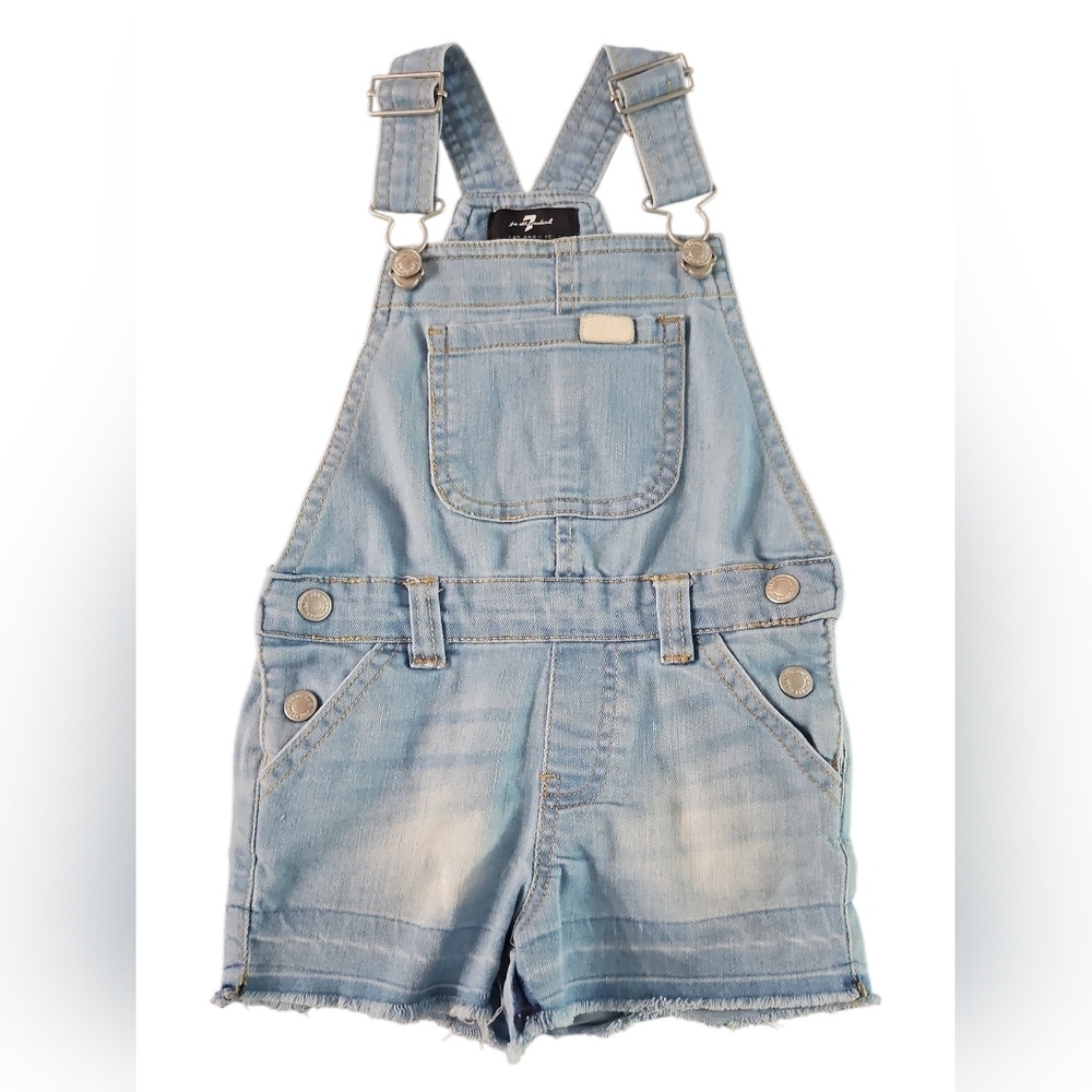7 For All Mankind Baby/Toddler 24 Months Light Wash Denim Short Overalls